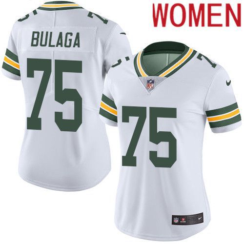 Women Green Bay Packers 75 Bryan Bulaga White Nike Vapor Limited NFL Jersey